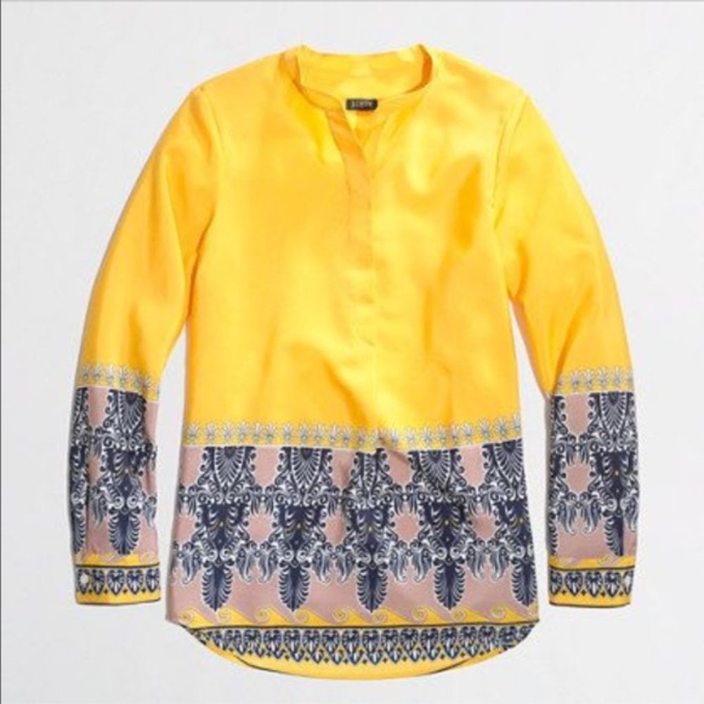 Scroll tunic popover top blouse yellow XXS 00